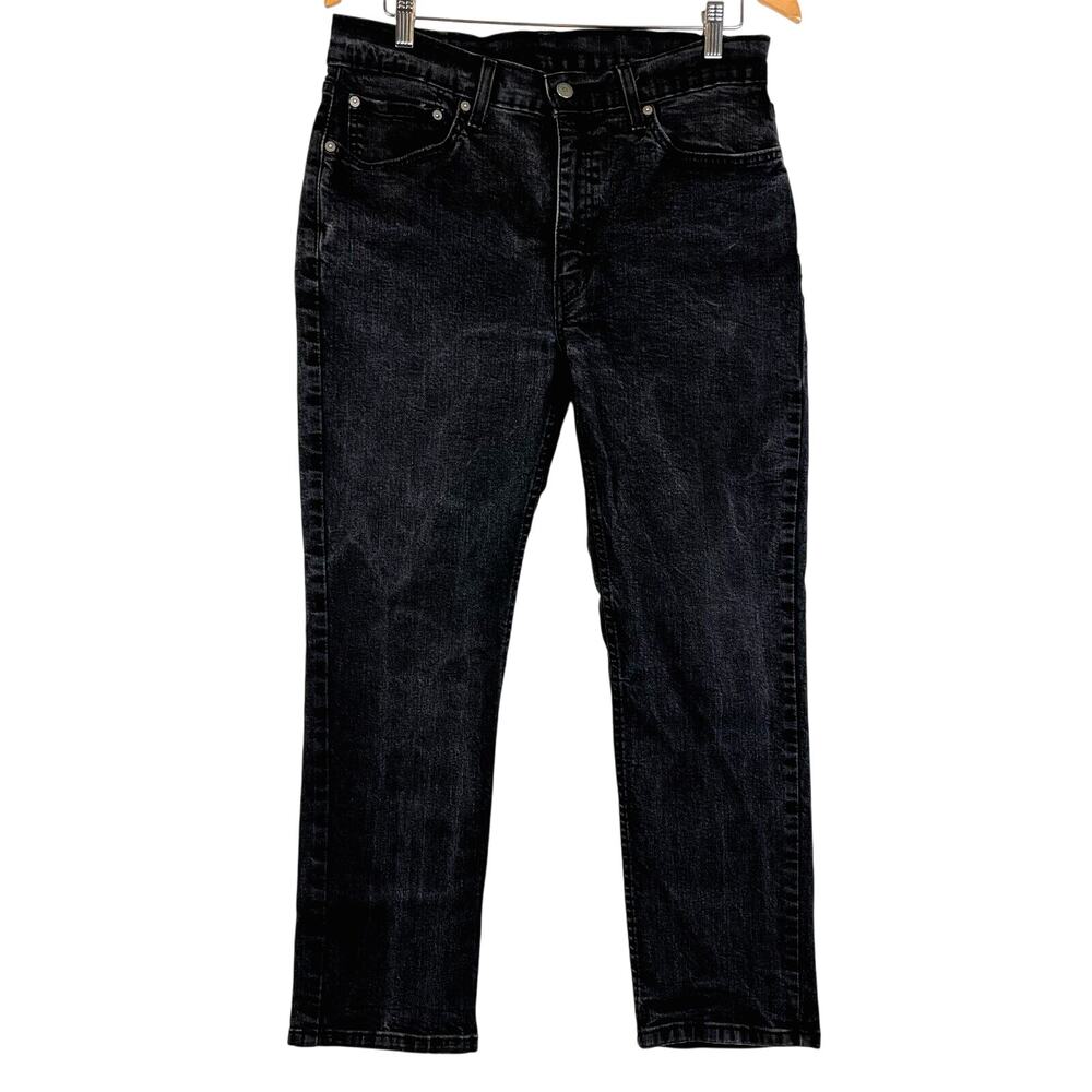 Levis 514 Jeans Mens 36x30 Black Straight Mid Rise Stone Wash Denim